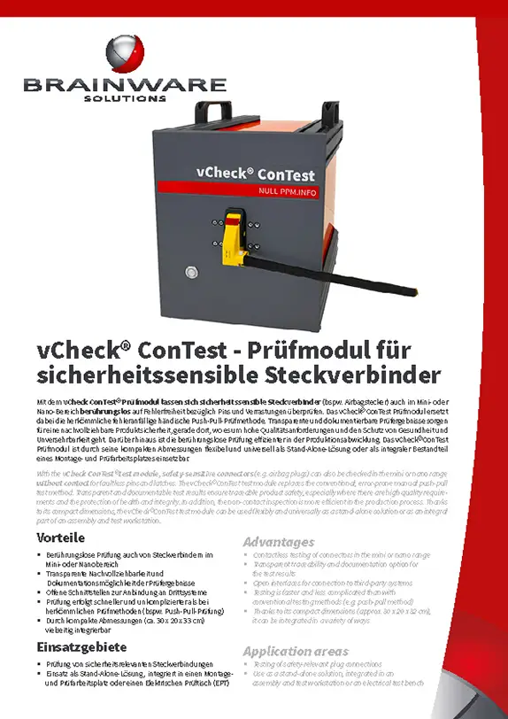 Brainware Solutions GmbH - vCheck® ConTest - Prüfmodul für sicherheitssensible Steckverbinder